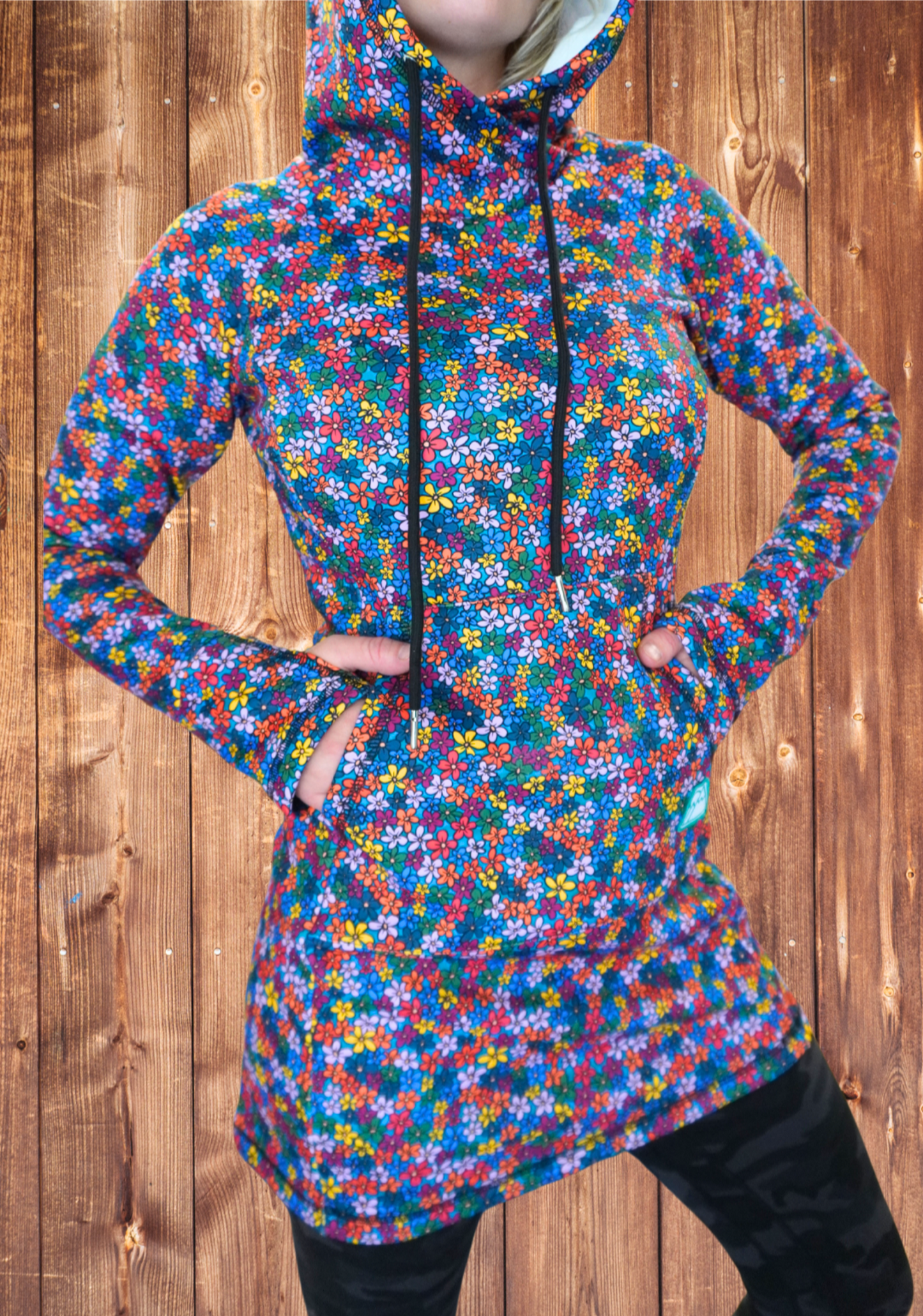 'Maeven' Printed Fleece Dress / Flower Power